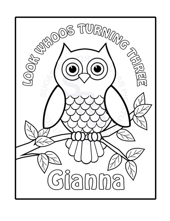 570x738 Personalized Printable Owl Birthday Party Favor Childrens Kids