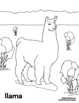 Free South America Peru Llama Coloring Page By Kid World Citizen 269x350 Free South America Peru Llama Coloring Page By Kid World Citizen