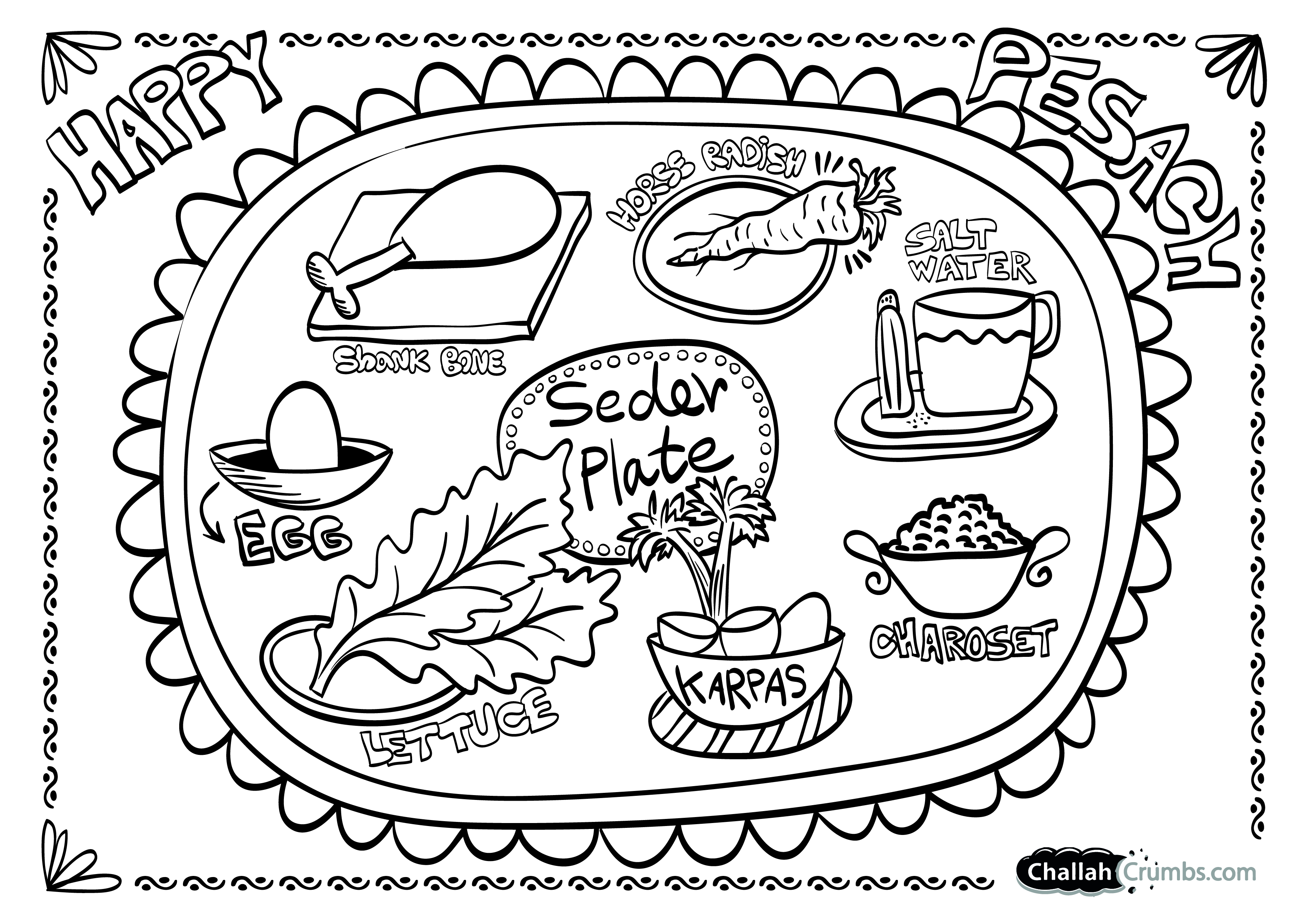 Coloring Page Seder Plate 3508x2480 Coloring Page Seder Plate