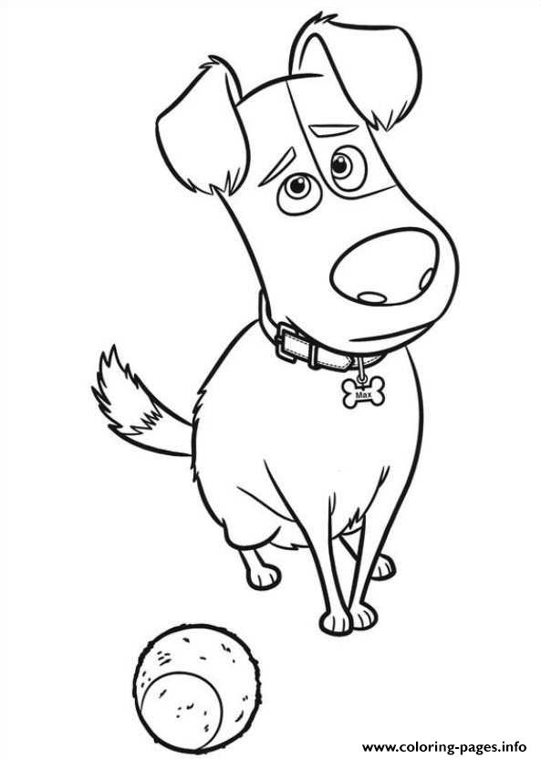 Max Is Sad With A Ball Secret Life Of Pets Coloring Pages Printable 593x832 Max Is Sad With A Ball Secret Life Of Pets Coloring Pages Printable