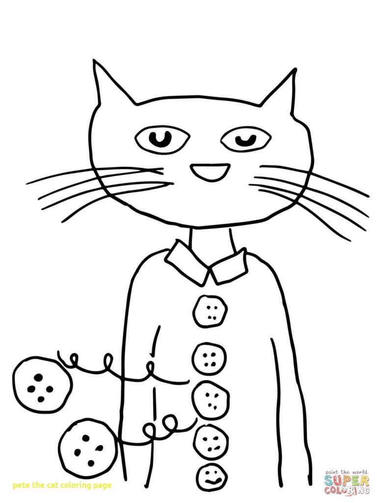 768x1024 Pete The Cat Coloring Page With Groovy Buttons Of 6