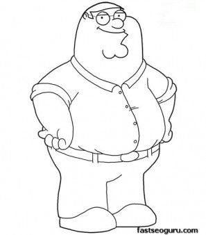 Printable Cartoon Characters Peter Family Guy Coloring Page 297x338 Printable Cartoon Characters Peter Family Guy Coloring Page