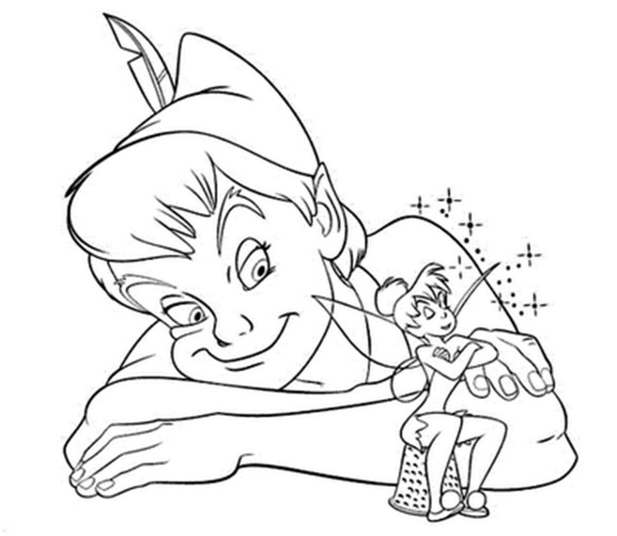 1267x1102 Incridible Peter Pan And Tinkerbell Coloring Pages From Peter Pan