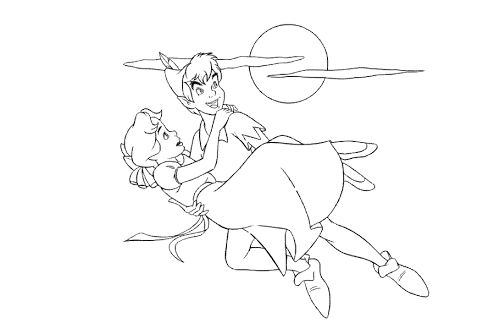486x333 Peter Pan And Wendy Coloring Pages Drawing Board Weekly