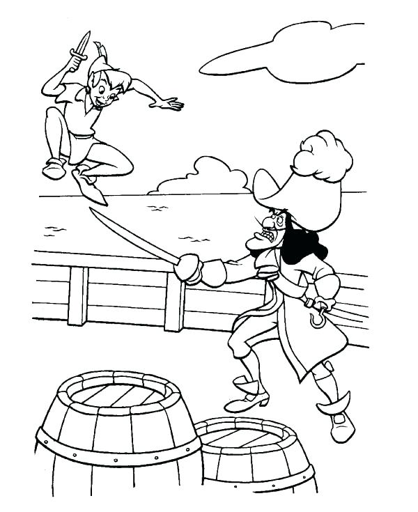 600x735 Captain Hook Coloring Pages Peter Pan Fight With Captain Hook