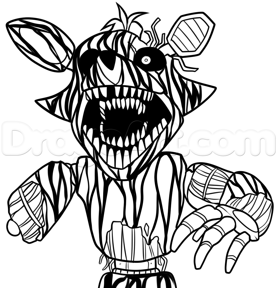 1090x1133 Awesome How To Draw Phantom Foxy From Five Nights