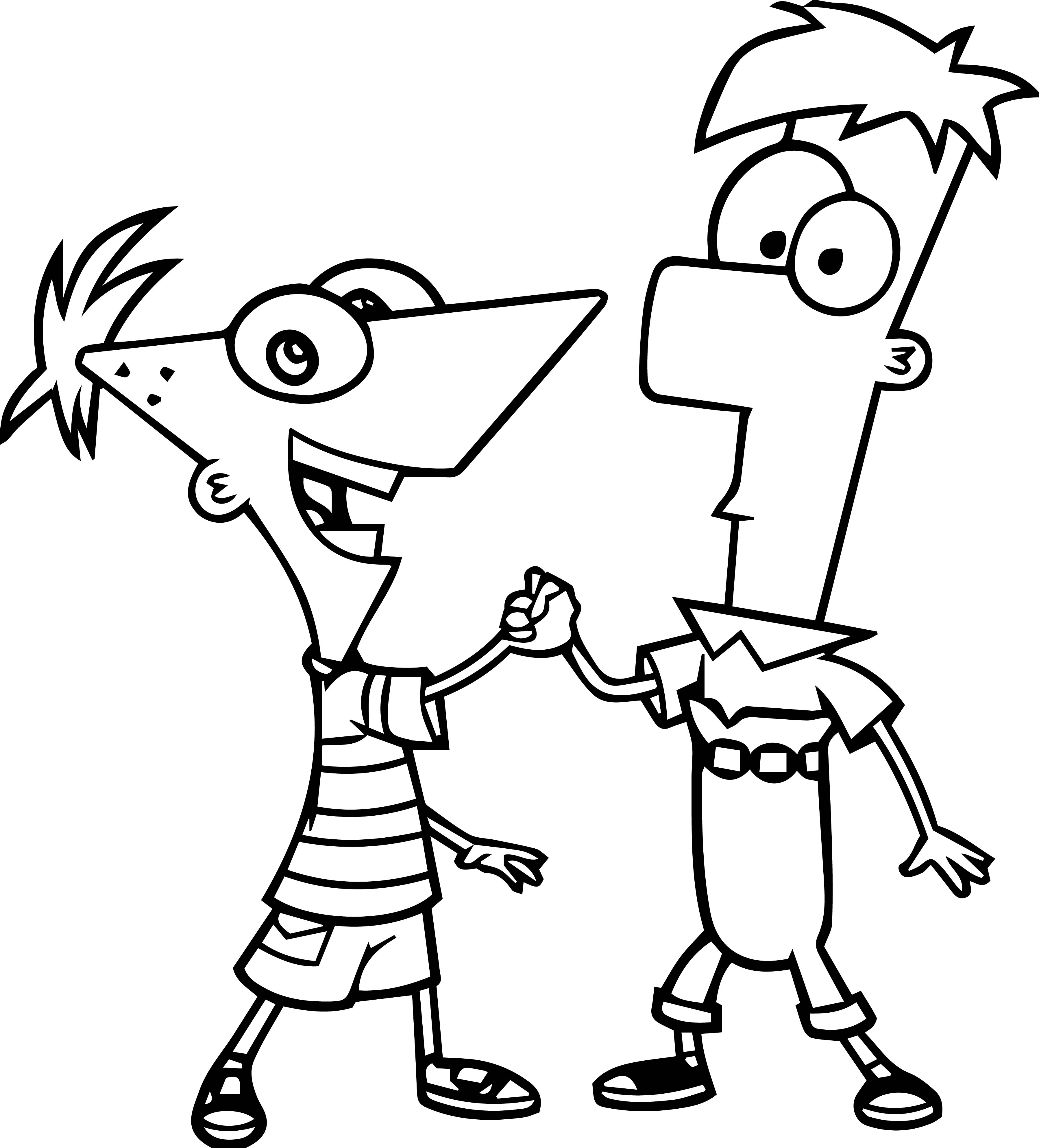 3594x3969 Beautiful Phineas And Ferb Coloring Pages Pictures Page Throughout