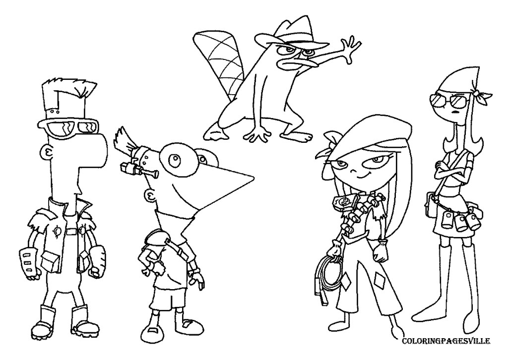 1024x724 Fashionable Inspiration Phineas And Ferb Coloring Pages Printable