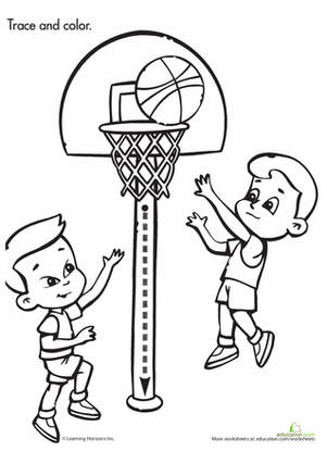 301x415 Trace Amp Color Basketball Game Worksheet