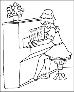 Pianist Girl Coloring Page 300x375 Pianist Girl Coloring Page