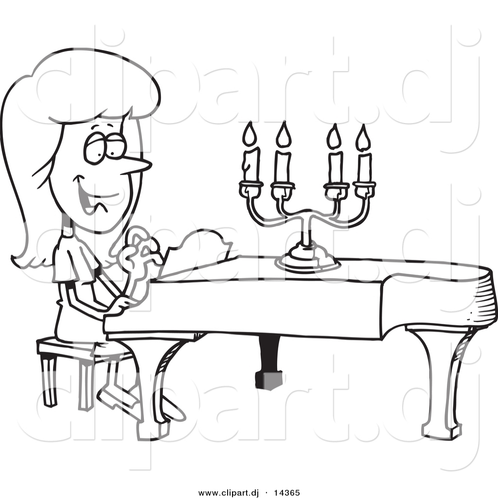 Vector Of Cartoon Girl Playing A Piano Coloring Page Outline 1024x1024 Vector Of Cartoon Girl Playing A Piano Coloring Page Outline