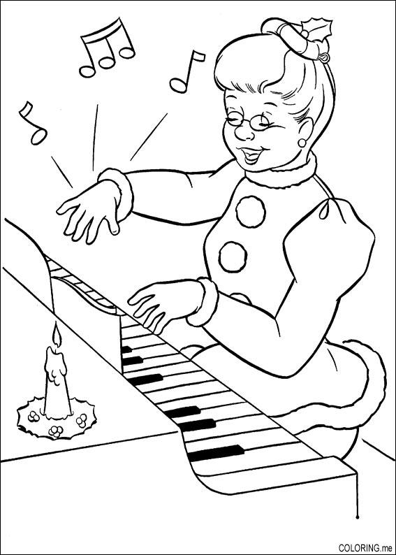 Coloring Page Christmas Playing Piano 567x794 Coloring Page Christmas Playing Piano