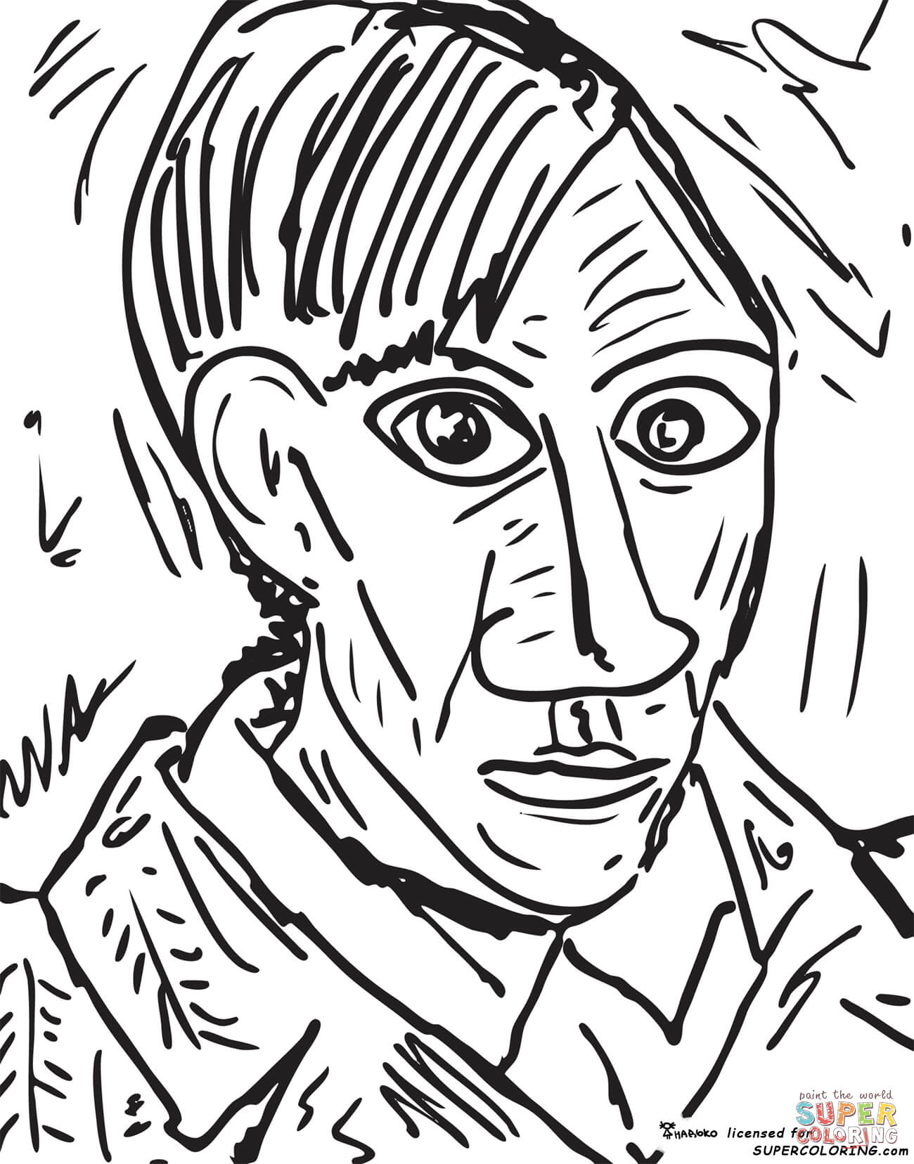 1300x1656 Self Portrait 1907 Pablo Picasso Coloring Page Free Printable Self