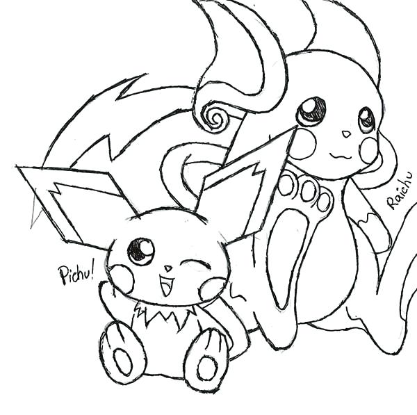 600x597 Coloriages Pichu Coloring Page Pic Coloriage Pikachu Et Download