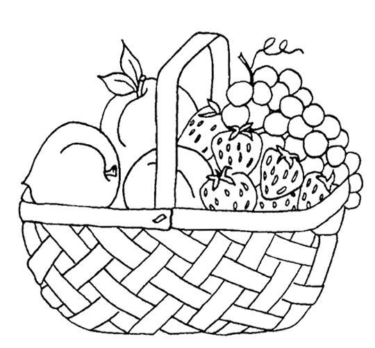 540x502 Basket Of Fruits Coloring Pages With Strawberry And Other Fruit