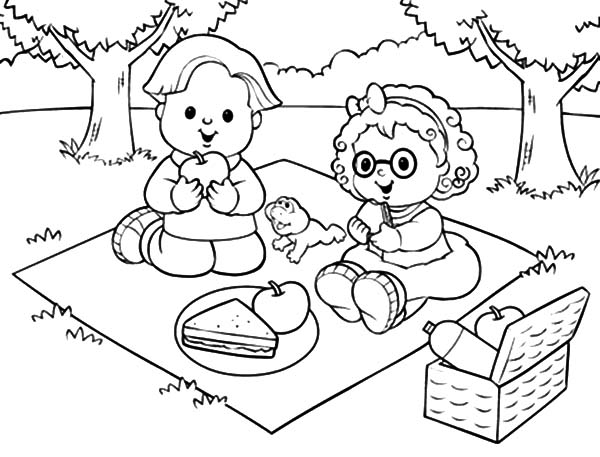 Family Picnic Coloring Pages 600x457 Family Picnic Coloring Pages