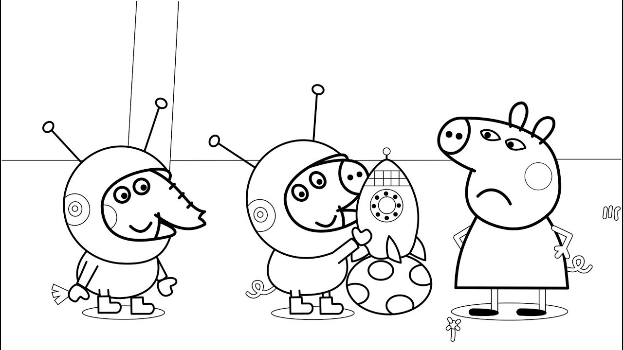 1280x720 Rocket Peppa Pig Coloring Pages With Colored Markers Youtube