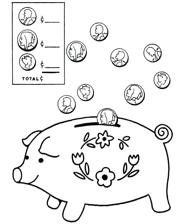 Coin Coloring Page 600x734 Coin Coloring Page