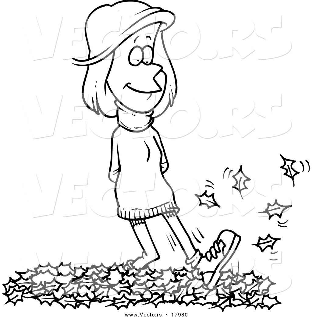 Vector Of A Cartoon Woman Walking In Leaves 1024x1044 Vector Of A Cartoon Woman Walking In Leaves