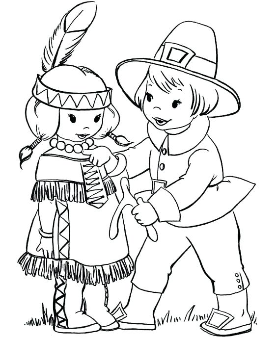 Pilgrim And Indian Coloring Pages 564x689 Pilgrim And Indian Coloring Pages