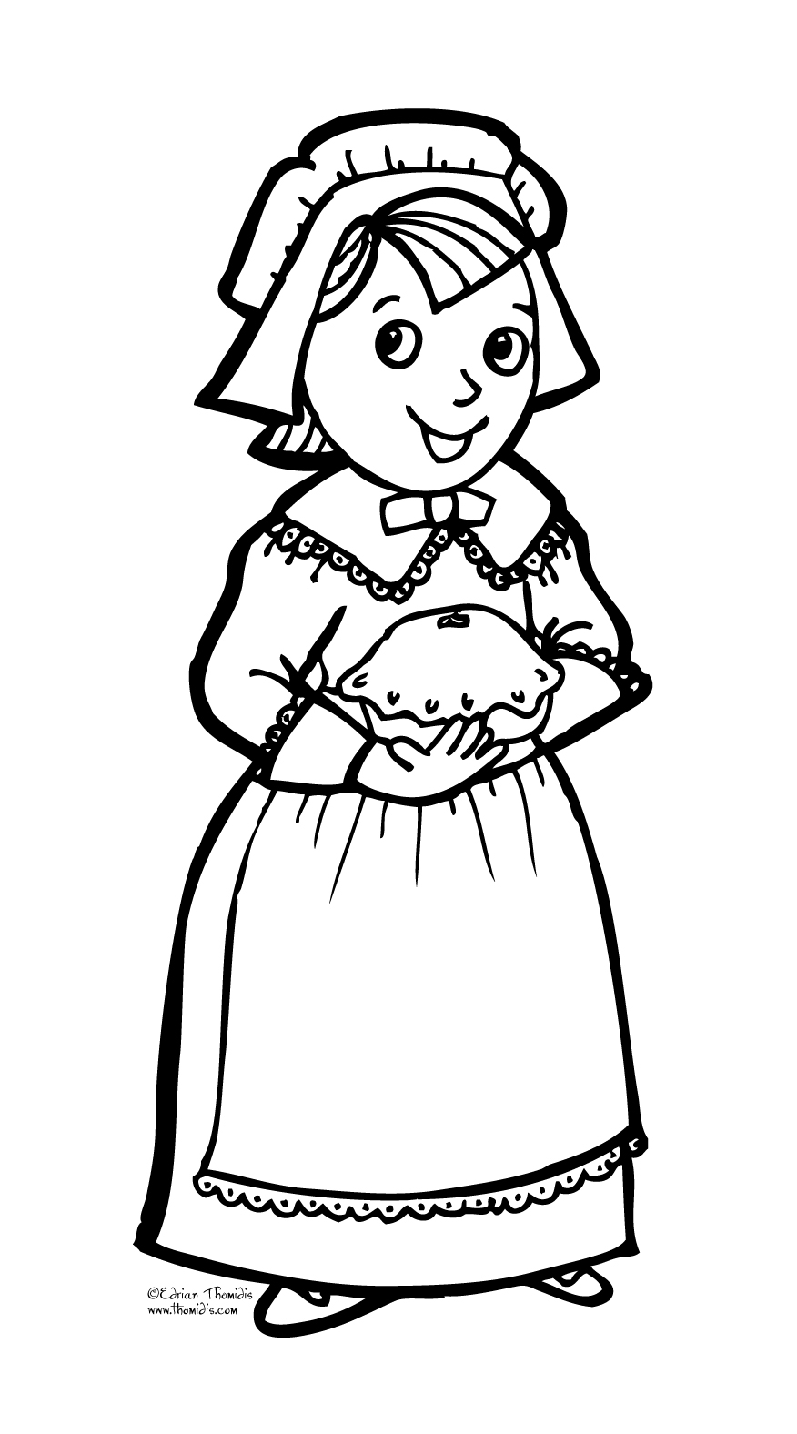 Pilgrim Girl Coloring Page 876x1576 Pilgrim Girl Coloring Page