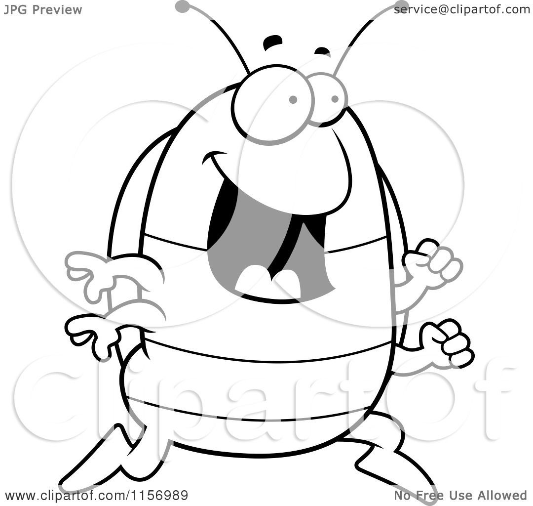 Cartoon Clipart Of A Black And White Happy Running Pillbug 1080x1024 Cartoon Clipart Of A Black And White Happy Running Pillbug