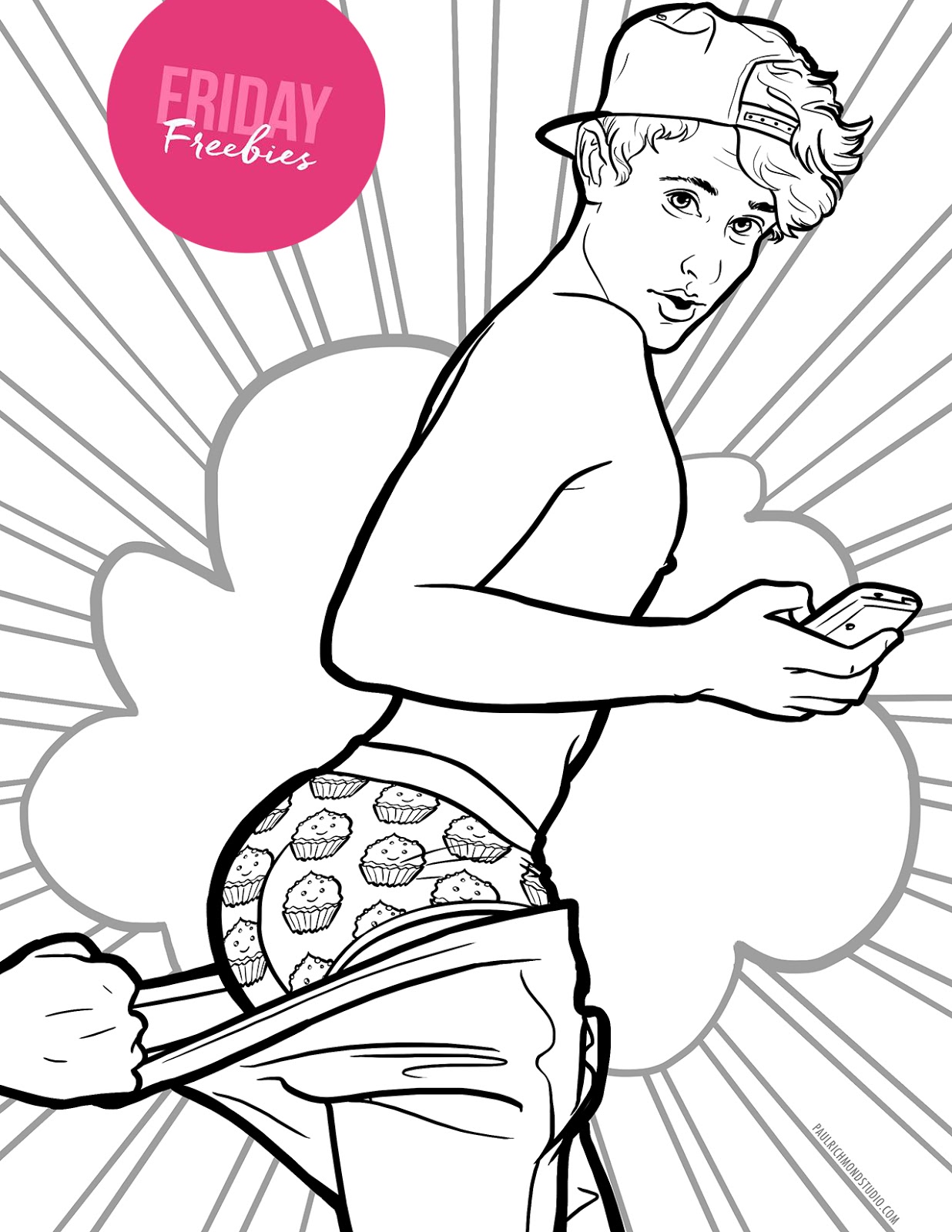 1236x1600 Pantsed Pinup Boy Coloring Page