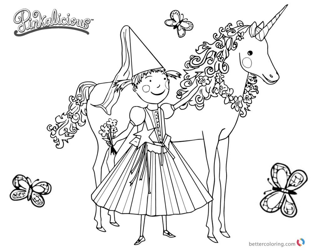 Pinkalicious Coloring Pages Unicorn And Butterflies 1000x800 Pinkalicious Coloring Pages Unicorn And Butterflies