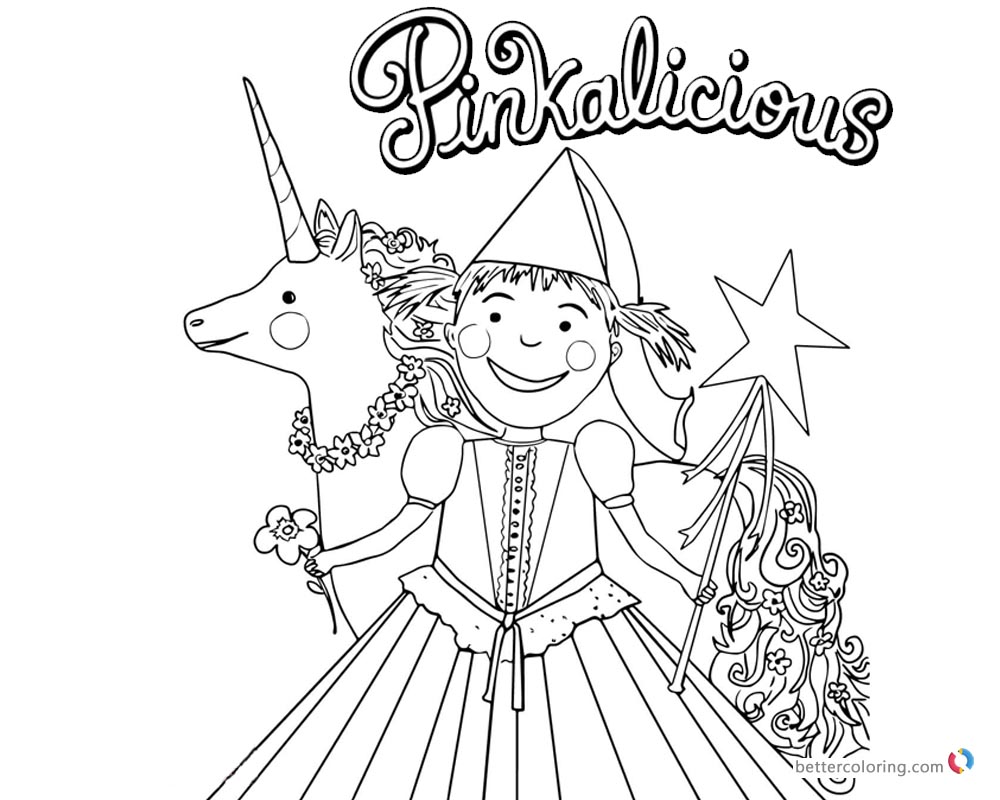 Pinkalicious Coloring Pages With Flower And Unicorn 1000x800 Pinkalicious Coloring Pages With Flower And Unicorn