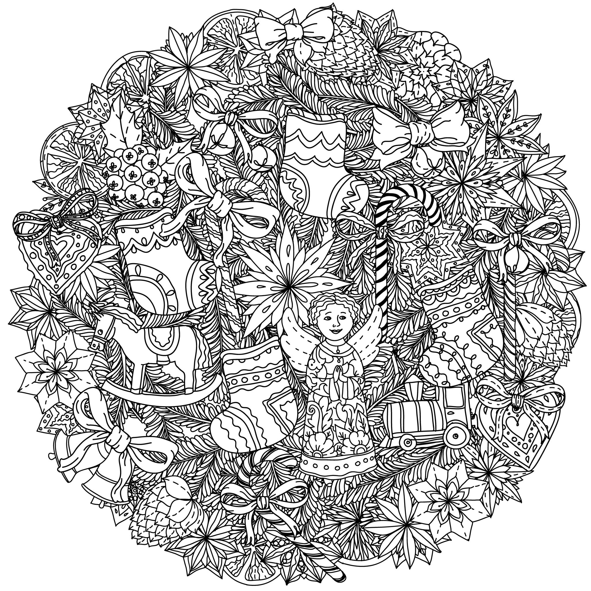 2048x2048 Christmas Coloring Pages For Adults Christmas