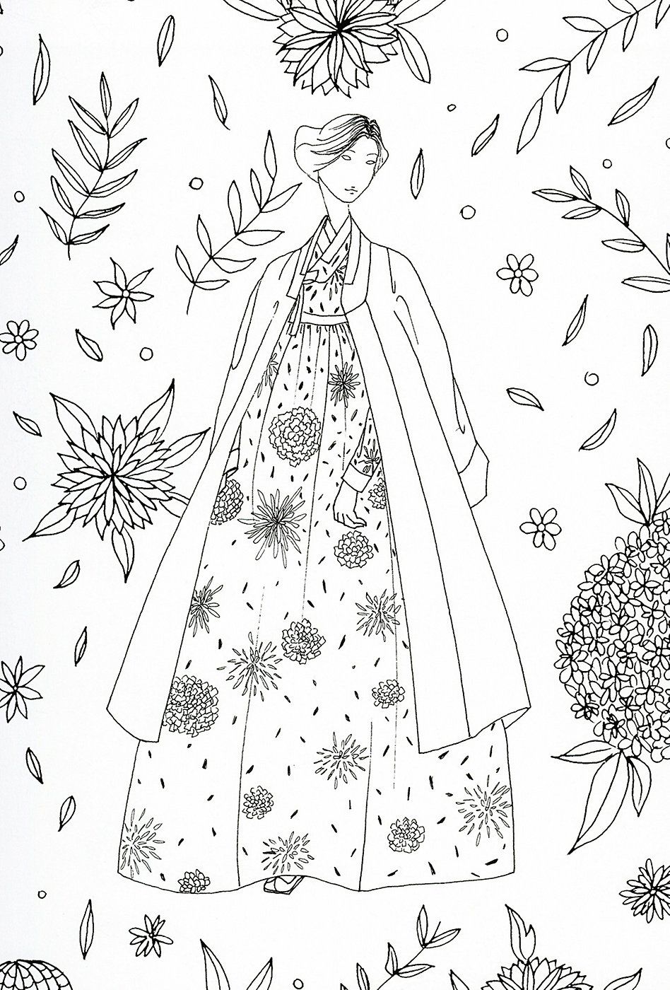 Odd Korean Hanbok Coloring Pages Adult Page Ja 948x1400 Odd Korean Hanbok Coloring Pages Adult Page Ja