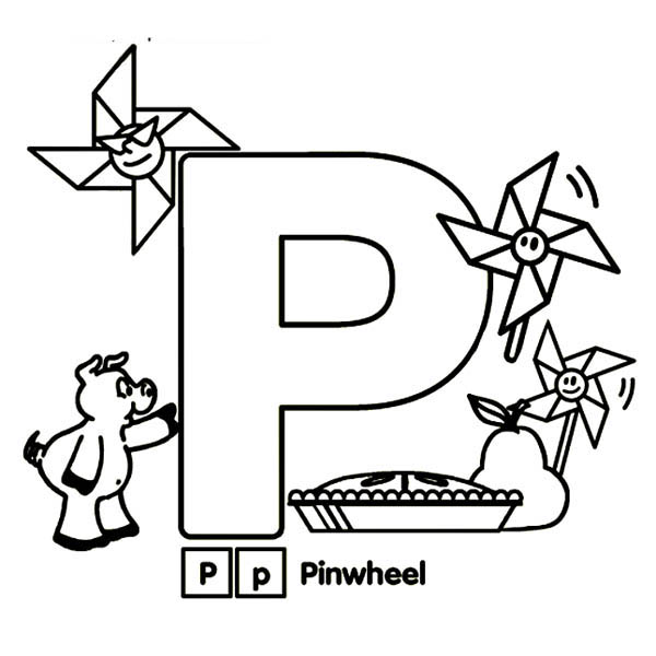 600x600 Kindergarden Kids Learn Letter P Coloring Page Coloring Sun