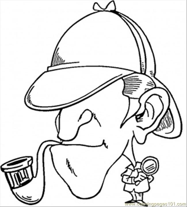 Sherlock Holmes With Pipe Coloring Page 650x719 Sherlock Holmes With Pipe Coloring Page