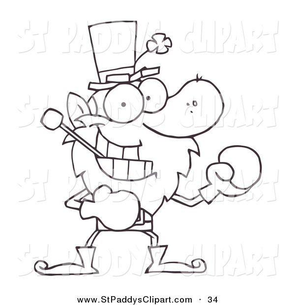 Vector Cliprt Of Coloring Page Of Boxing Leprechaun 600x620 Vector Cliprt Of Coloring Page Of Boxing Leprechaun