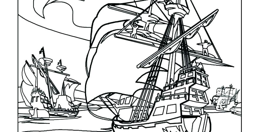 860x450 Big Pirate Ship Coloring Pages Printable Coloring Pirate Ship