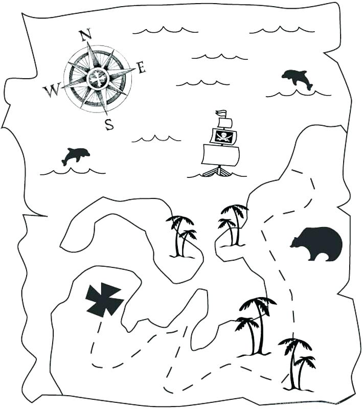 710x800 Treasure Map Coloring Pages Treasure Coloring Pages Pirate