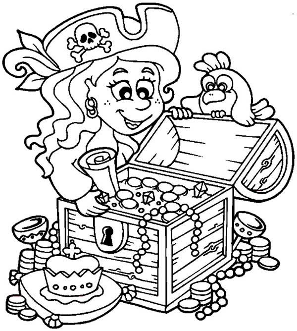 Treasure Chest, Little Pirate Girl And Her Treasure Chest 600x668 Treasure Chest, Little Pirate Girl And Her Treasure Chest