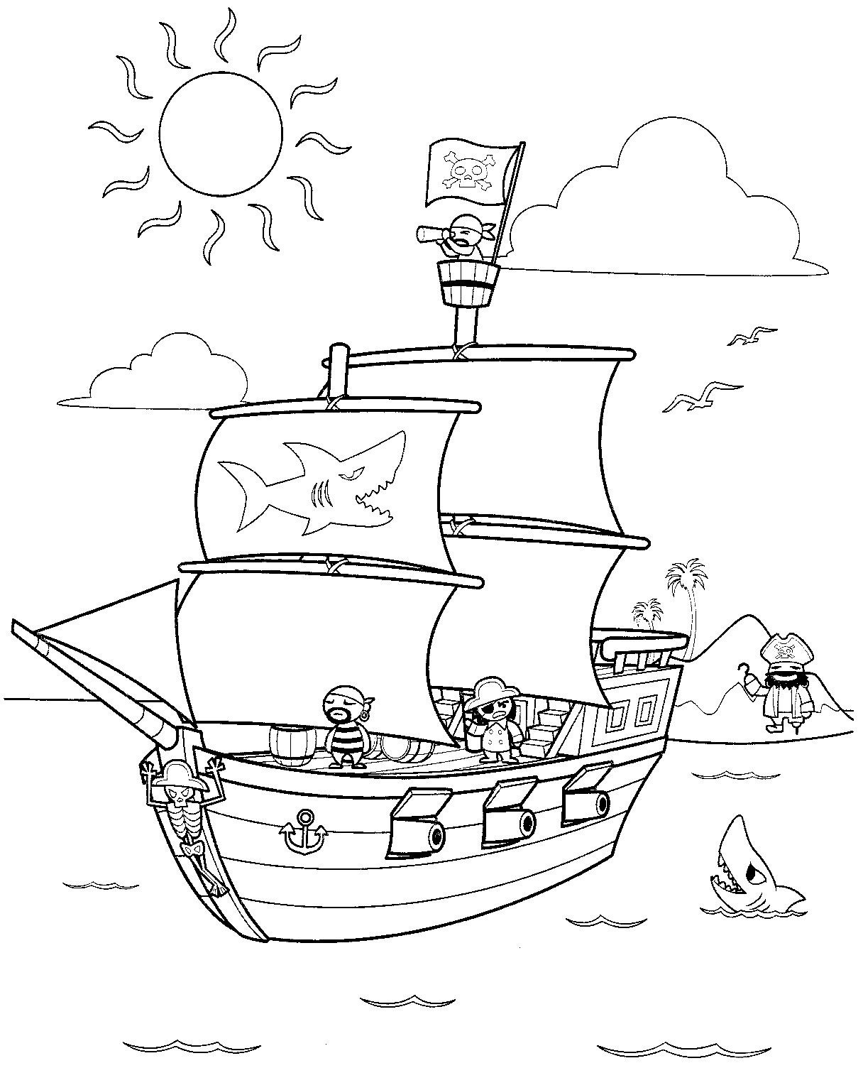 Pirate Ship Coloring Page Free Printable Pages 1216x1504 Pirate Ship Coloring Page Free Printable Pages