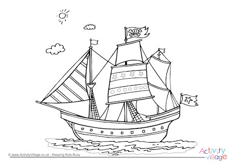 460x325 Pirate Ship Colouring Page 2