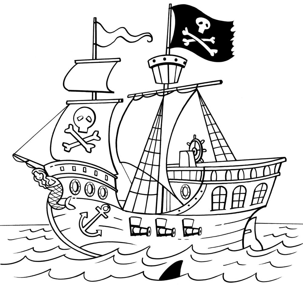 1000x961 Powerful Pirate Ship Coloring Pictures Drawing For Kids