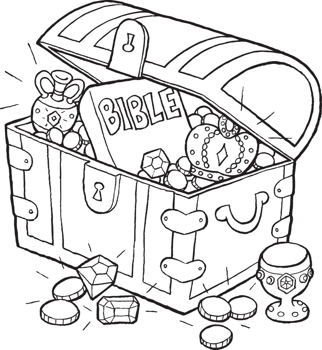 1115x1212 Bible Treasure Chest Coloring Page