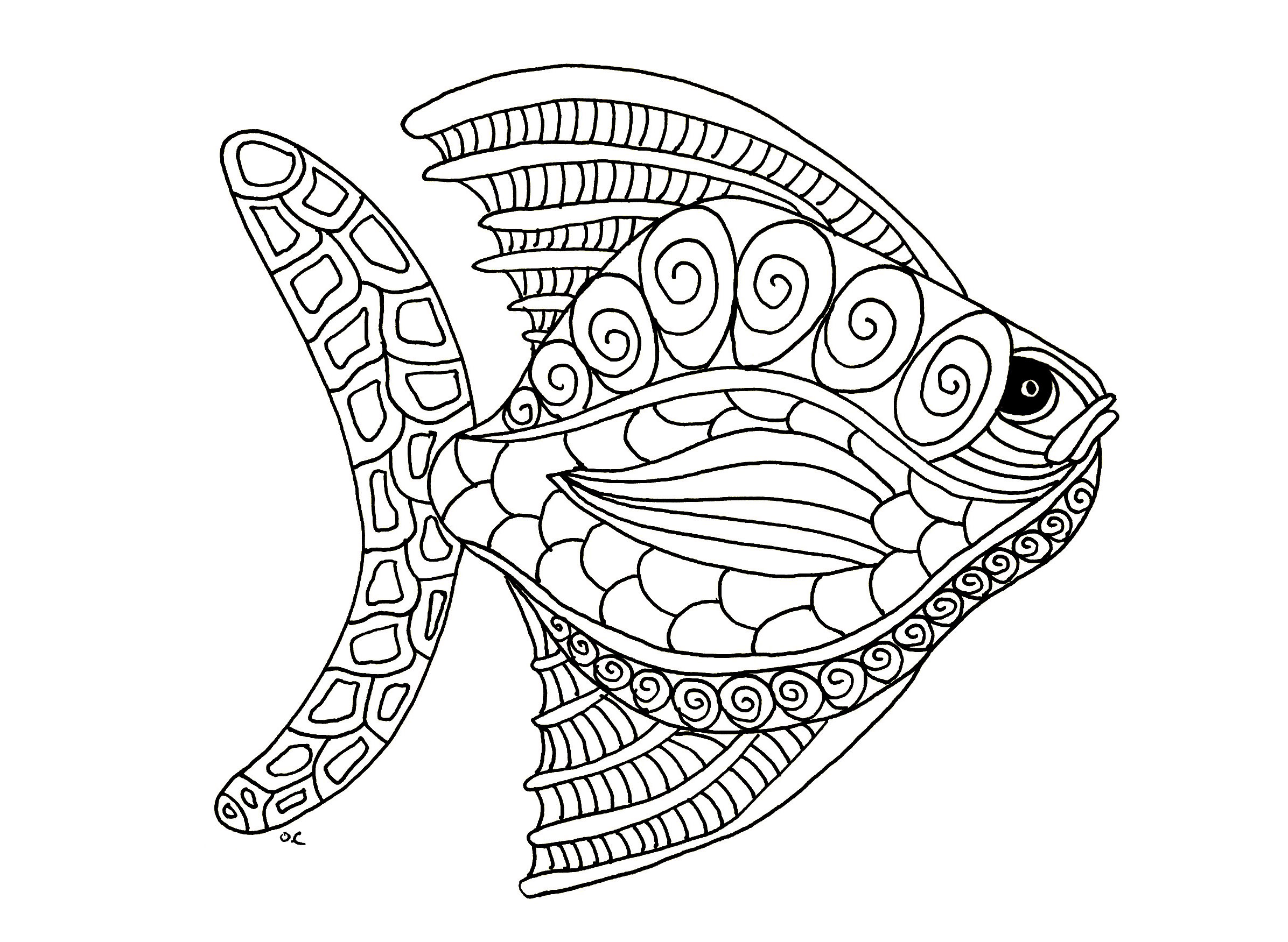 Pisces To Color For Kids Pisces 2392x1751 Pisces To Color For Kids Pisces