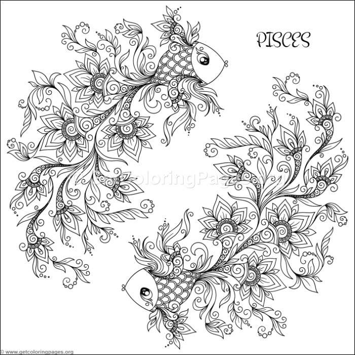 Zodiac Sign Pisces Coloring Pages 700x700 Zodiac Sign Pisces Coloring Pages