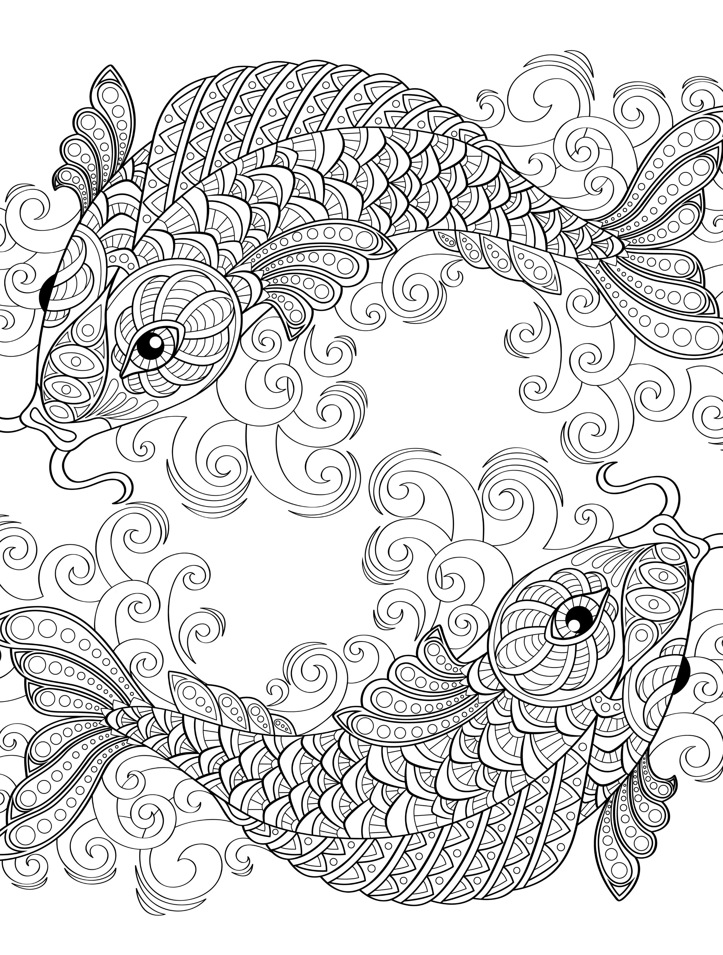 Drawn Fish Tribal Pencil And In Color Pleasing Adult Coloring 2500x3300 Drawn Fish Tribal Pencil And In Color Pleasing Adult Coloring