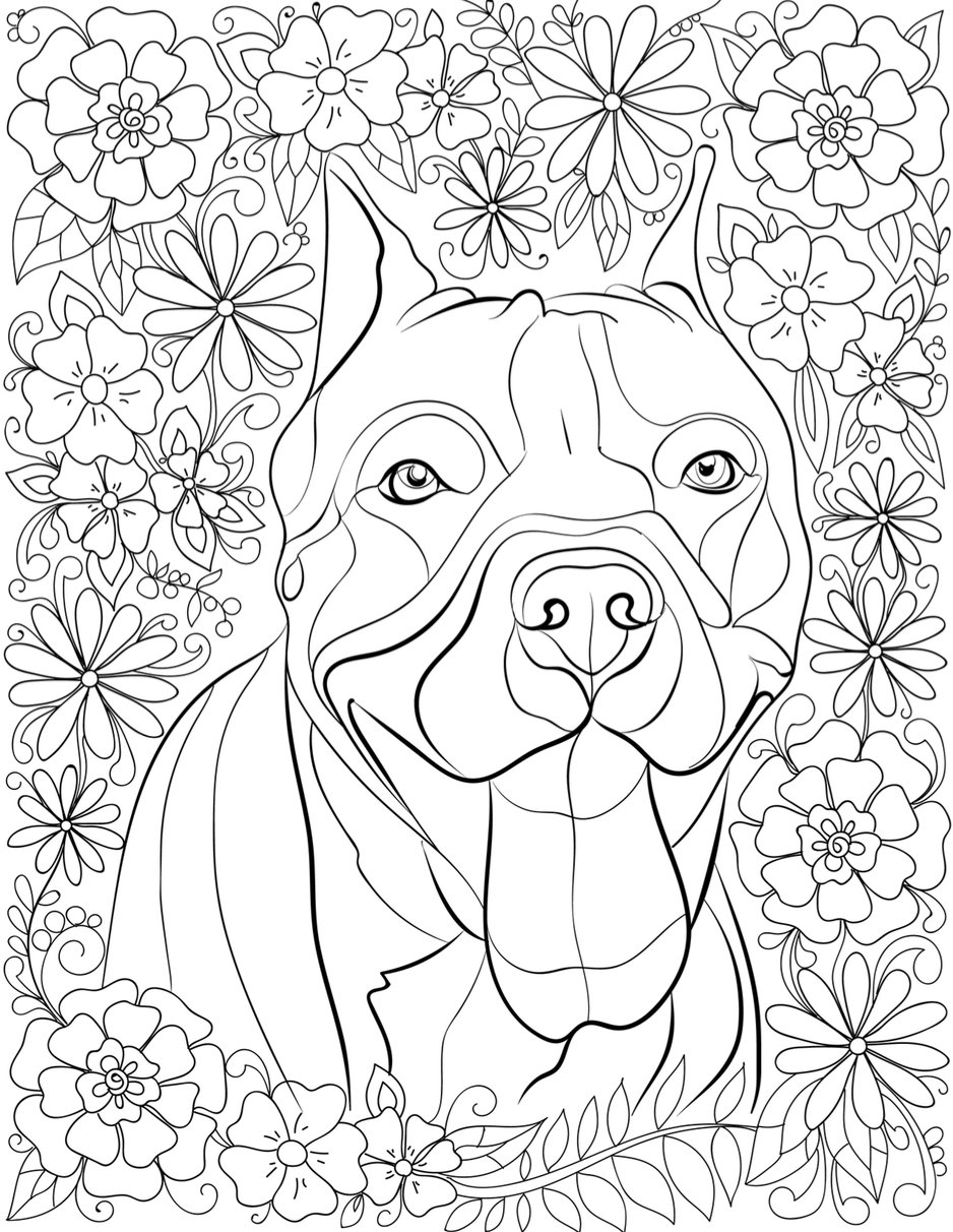 Adult Coloring Pages And Animals And Pit Bull Printable 938x1212 Adult Coloring Pages And Animals And Pit Bull Printable