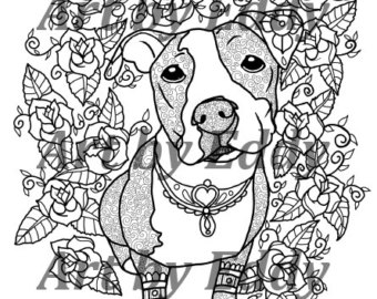 Pitbull Coloring Etsy 340x270 Pitbull Coloring Etsy