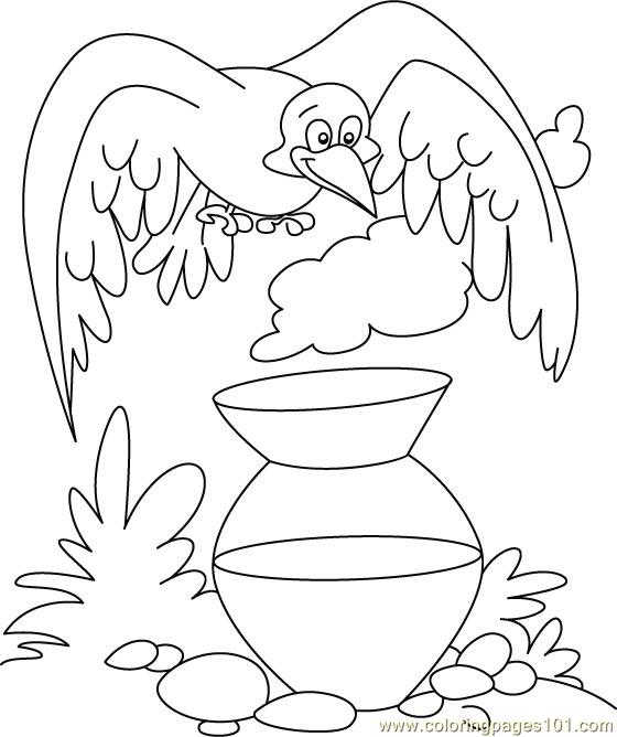 Crow Siting On Mug Coloring Page 560x668 Crow Siting On Mug Coloring Page
