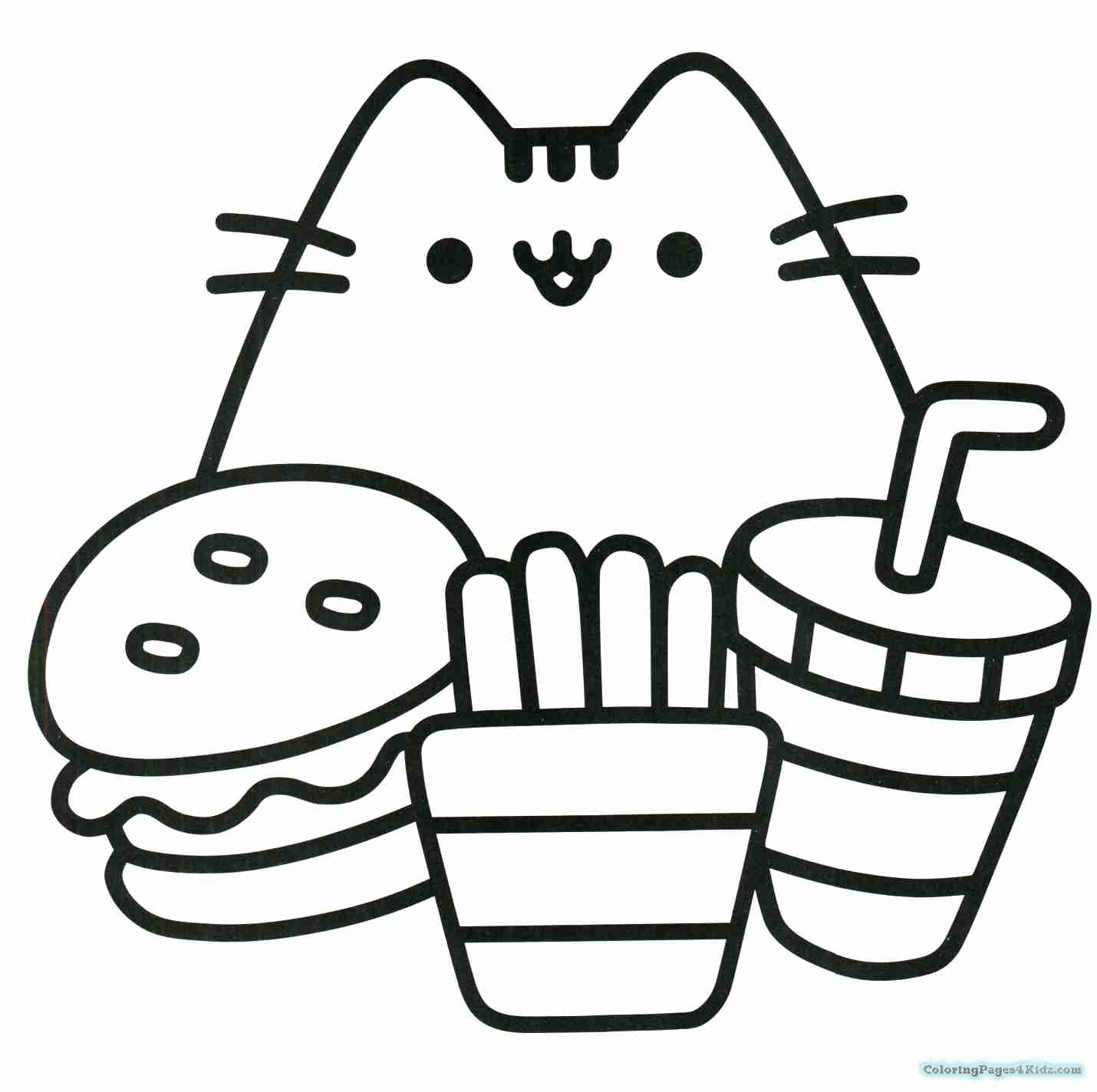 1430x1424 Pusheen Holding A Pizza Coloring Pages For Kids In Olegratiy