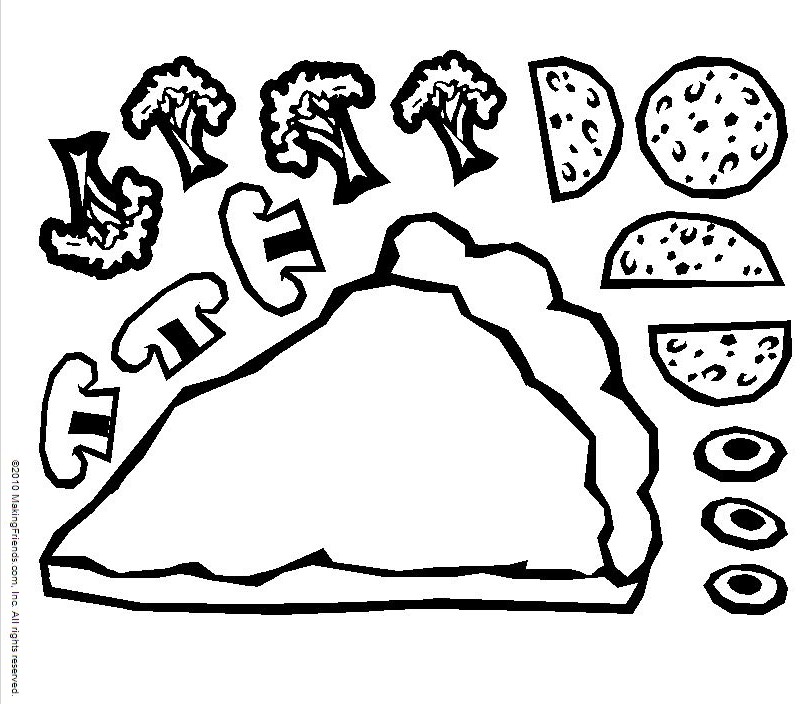 803x704 Pizza Coloring Page