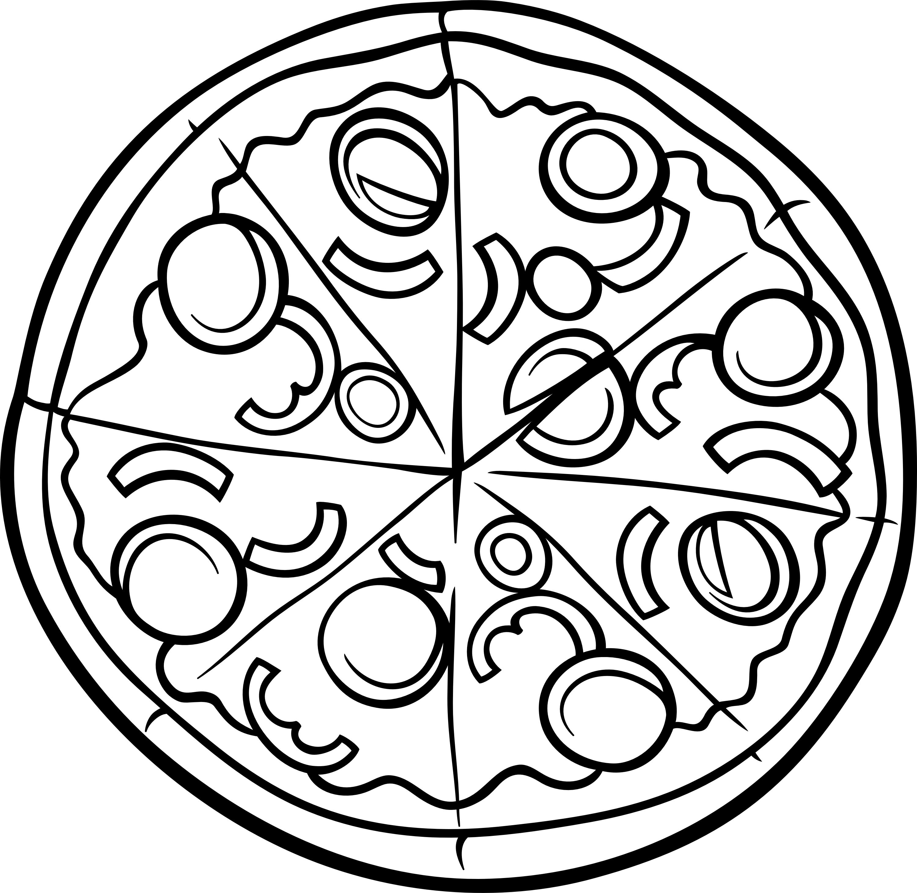 3000x2922 Pizza Coloring Page Printable Food Art